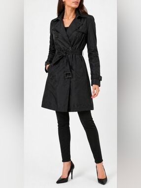 Authentic Burberry ($2000+) London Black Trench Coat Women’s Nova Check Designer